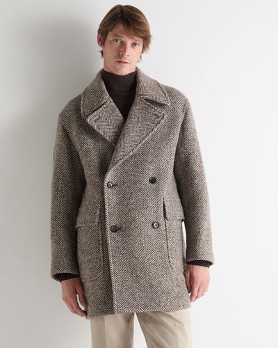 N.Peal Men's Herringbone Coat Brown