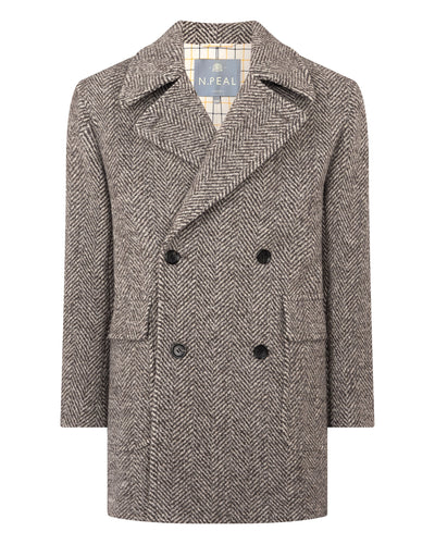 N.Peal Men's Herringbone Coat Brown