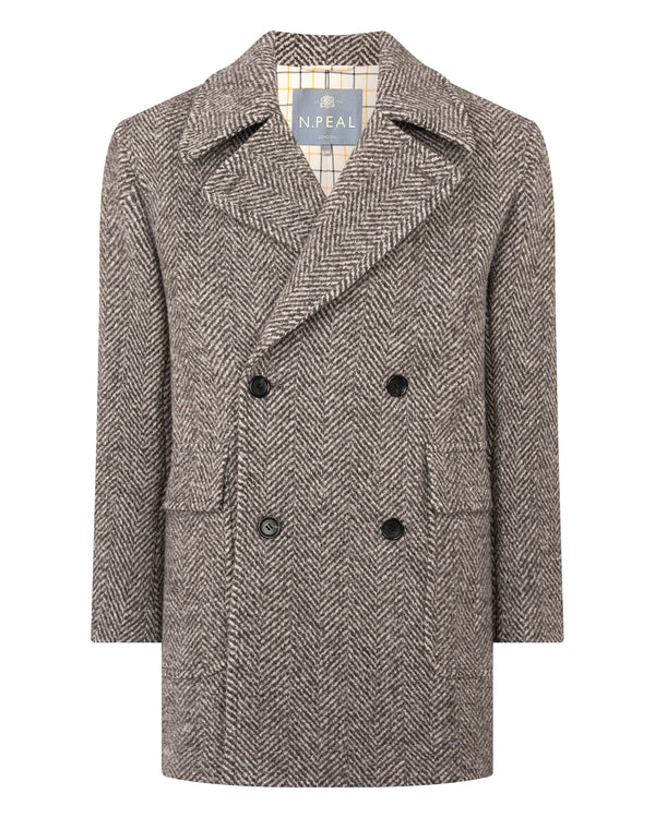 N.Peal Men's Herringbone Coat Brown