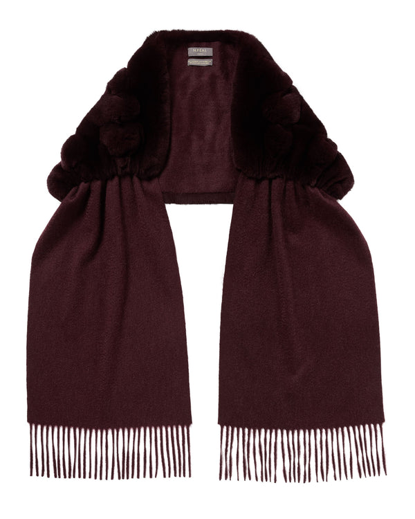 N.Peal Women's St Moritz Fur Neck Scarf Claret Red