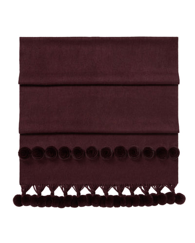 N.Peal Women's Davos Fur Bobble Woven Shawl Claret Red