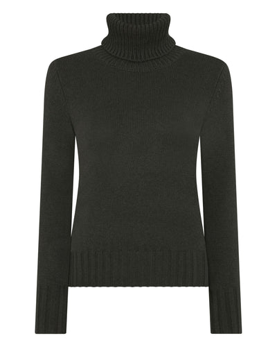 N.Peal Women's Hazel Chunky Roll Neck Cashmere Jumper Arabica Khaki Green