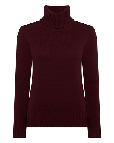 N.Peal Women's Hazel Chunky Roll Neck Cashmere Jumper Bordeaux Red