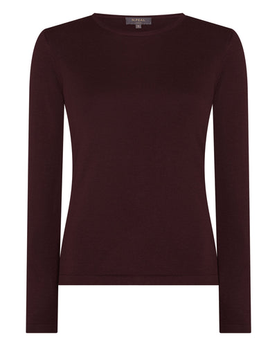 N.Peal Women's Eden Superfine Cashmere Round Neck Top Claret Red