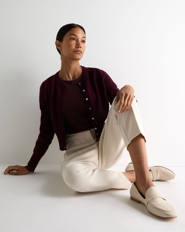 N.Peal Women's Eden Superfine Cashmere Round Neck Top Claret Red