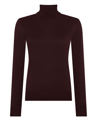 N.Peal Women's Margot Superfine Cashmere Roll Neck Jumper Claret Red