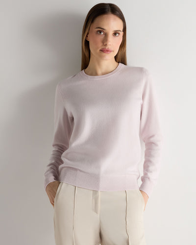 N.Peal Women's Evie Classic Round Neck Cashmere Jumper Chalk Pink