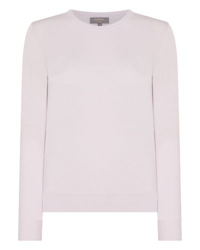N.Peal Women's Evie Classic Round Neck Cashmere Jumper Chalk Pink