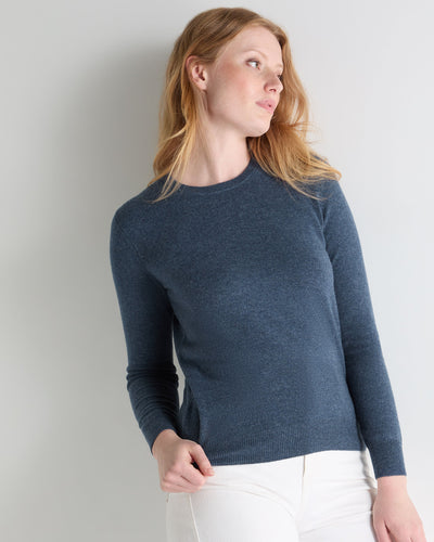 N.Peal Women's Evie Classic Round Neck Cashmere Jumper Light Denim Blue