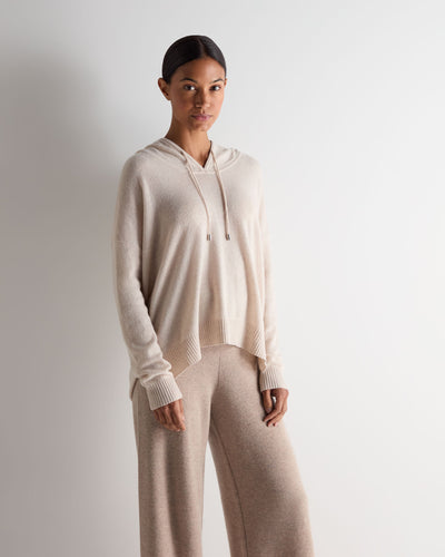 N.Peal Women's Maya Metal Trim Cashmere Hoodie Ecru White