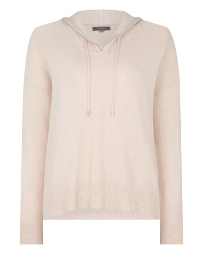 N.Peal Women's Maya Metal Trim Cashmere Hoodie Ecru White