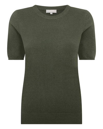 N.Peal Women's Milly Classic Cashmere T-Shirt Army Green