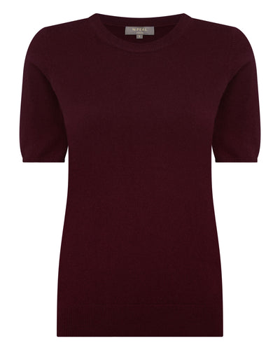 N.Peal Women's Milly Classic Cashmere T-Shirt Bordeaux Red