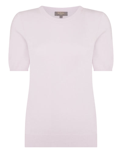 N.Peal Women's Milly Classic Cashmere T-Shirt Chalk Pink