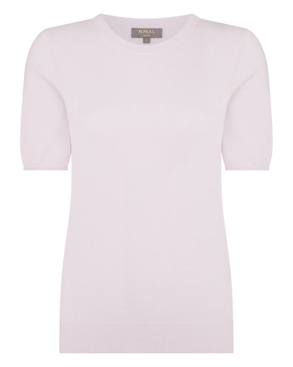 N.Peal Women's Milly Classic Cashmere T-Shirt Chalk Pink