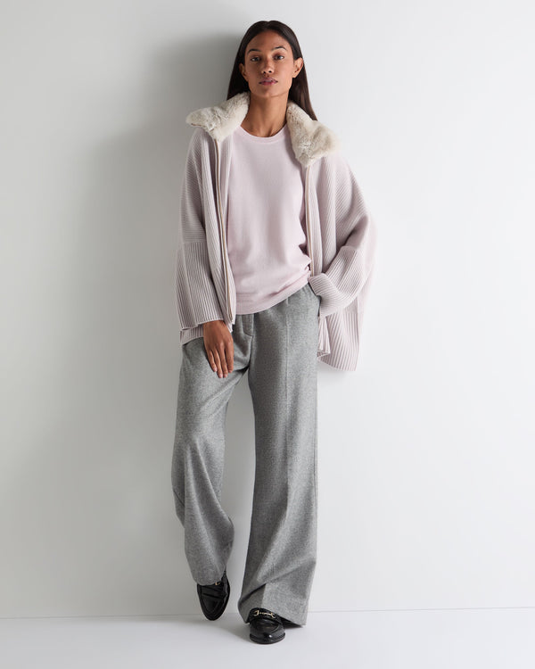 N.Peal Women's Milly Classic Cashmere T-Shirt Chalk Pink