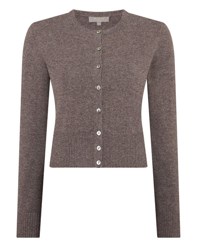 N.Peal Women's Ivy Cropped Cashmere Cardigan Otter Brown