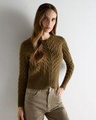 Women's Myla Cable Cashmere Cardigan Cinnamon Brown
