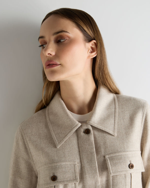 N.Peal Women's Woven Cashmere Cropped Jacket Beige Brown