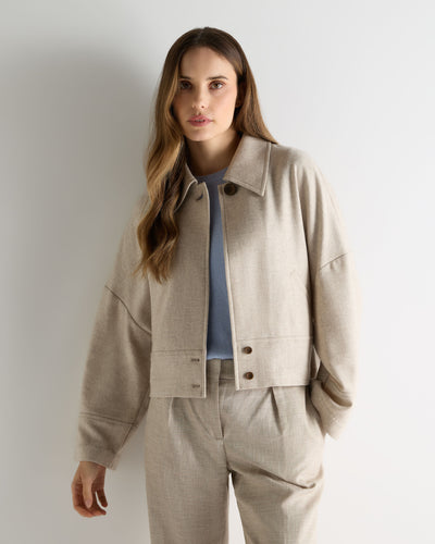 Women's Woven Cashmere Jacket Beige Brown