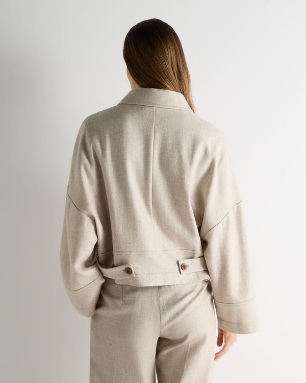 N.Peal Women's Woven Cashmere Cropped Jacket Beige Brown