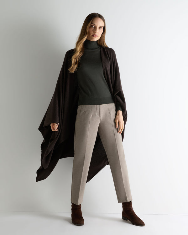 N.Peal Women's Lily Lightweight Cashmere Cape Chocolate Brown