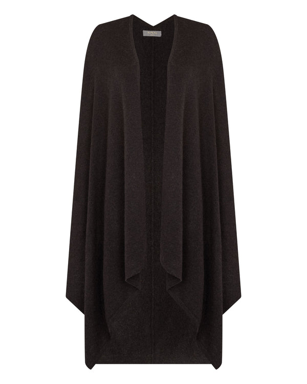 N.Peal Women's Lily Lightweight Cashmere Cape Chocolate Brown