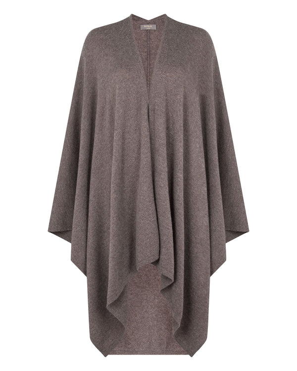 N.Peal Women's Lily Lightweight Cashmere Cape Otter Brown
