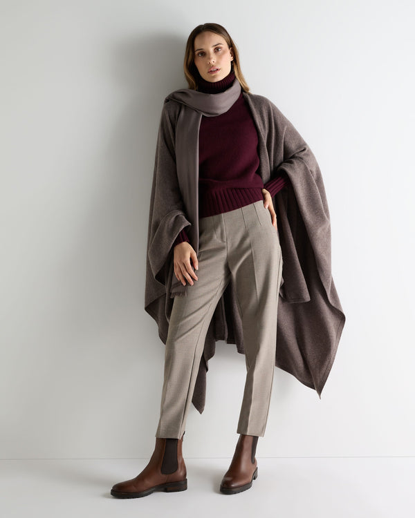 N.Peal Women's Lily Lightweight Cashmere Cape Otter Brown