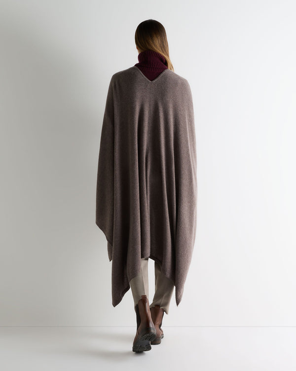 N.Peal Women's Lily Lightweight Cashmere Cape Otter Brown