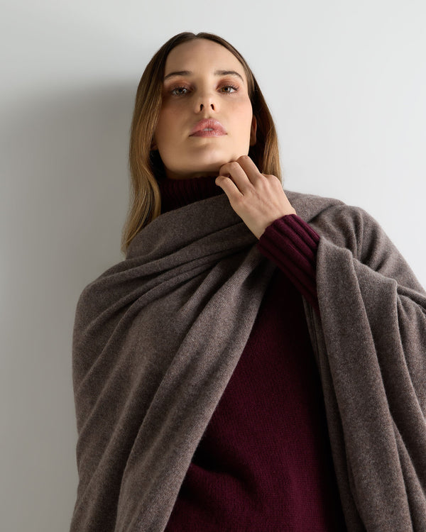 N.Peal Women's Lily Lightweight Cashmere Cape Otter Brown