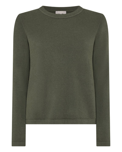 N.Peal Women's Hallie Round Neck Cashmere Jumper Army Green