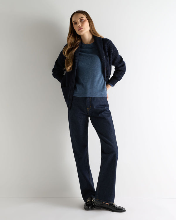 N.Peal Women's Hallie Round Neck Cashmere Jumper Light Denim Blue