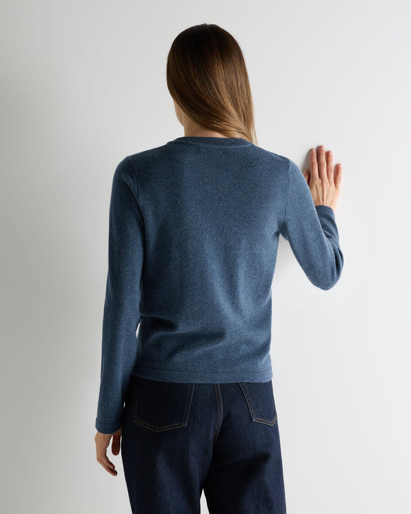 N.Peal Women's Hallie Round Neck Cashmere Jumper Light Denim Blue