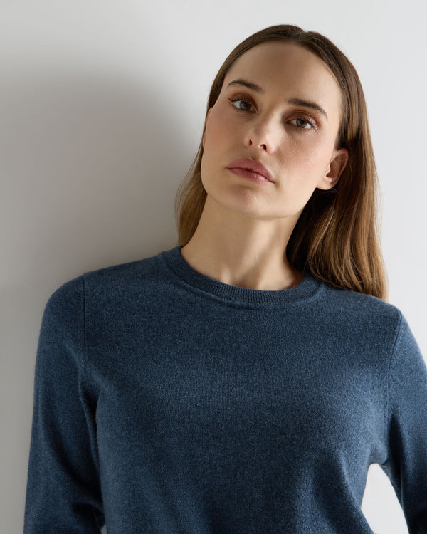 N.Peal Women's Hallie Round Neck Cashmere Jumper Light Denim Blue