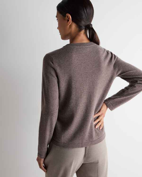 N.Peal Women's Hallie Round Neck Cashmere Jumper Otter Brown