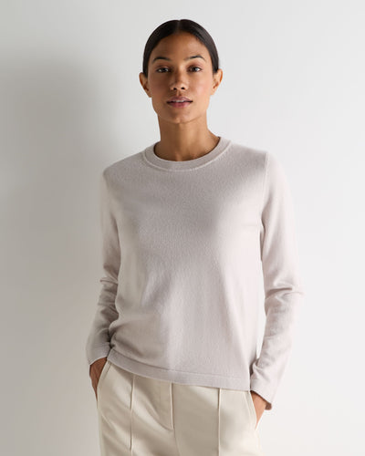 N.Peal Women's Hallie Round Neck Cashmere Jumper Snow Grey