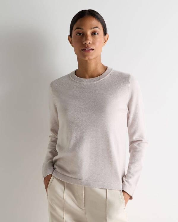 N.Peal Women's Hallie Round Neck Cashmere Jumper Snow Grey