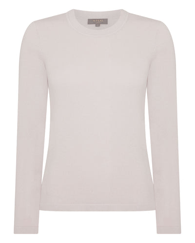 N.Peal Women's Hallie Round Neck Cashmere Jumper Snow Grey