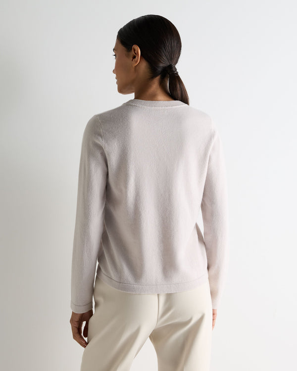 N.Peal Women's Hallie Round Neck Cashmere Jumper Snow Grey