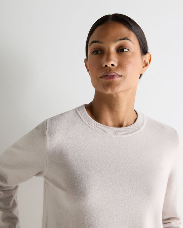 N.Peal Women's Hallie Round Neck Cashmere Jumper Snow Grey