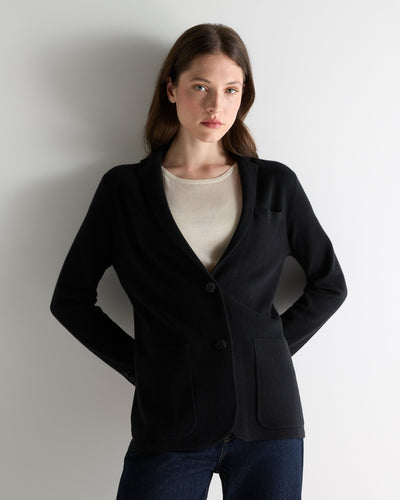 N.Peal Women's Superfine Cashmere Silk Blazer Black