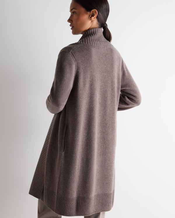 N.Peal Women's Abbey Cashmere Cardigan Otter Brown