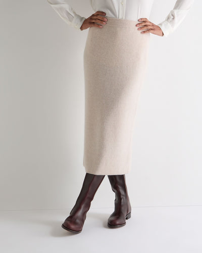N.Peal Women's Rib Cashmere Skirt Ecru White