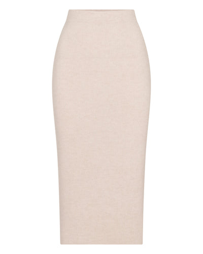 N.Peal Women's Rib Cashmere Skirt Ecru White