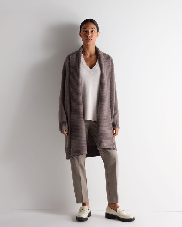 N.Peal Women's Relaxed V Neck Cashmere Jumper Frost White