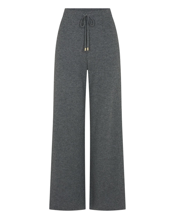 N.Peal Women's Honeycomb Knit Cashmere Trouser Elephant Grey