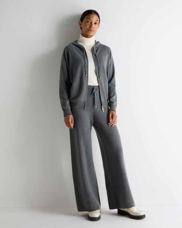 N.Peal Women's Honeycomb Knit Cashmere Trouser Elephant Grey