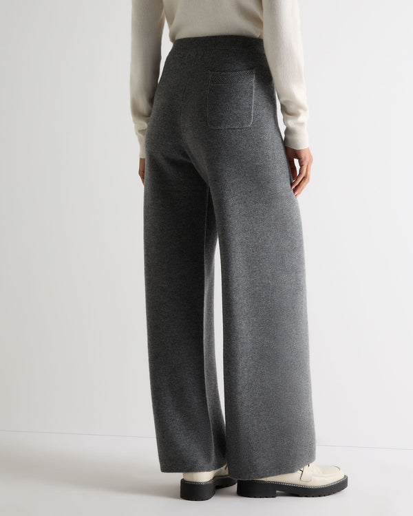 N.Peal Women's Honeycomb Knit Cashmere Trouser Elephant Grey