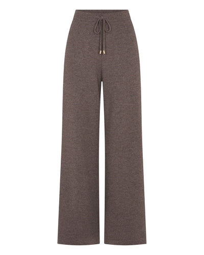N.Peal Women's Honeycomb Knit Cashmere Trouser Otter Brown